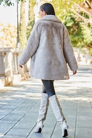 Sosandar Natural Faux Fur Coat - Image 2 of 5