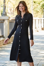 Sosandar Black Button Through Shirt Dress - Image 4 of 4