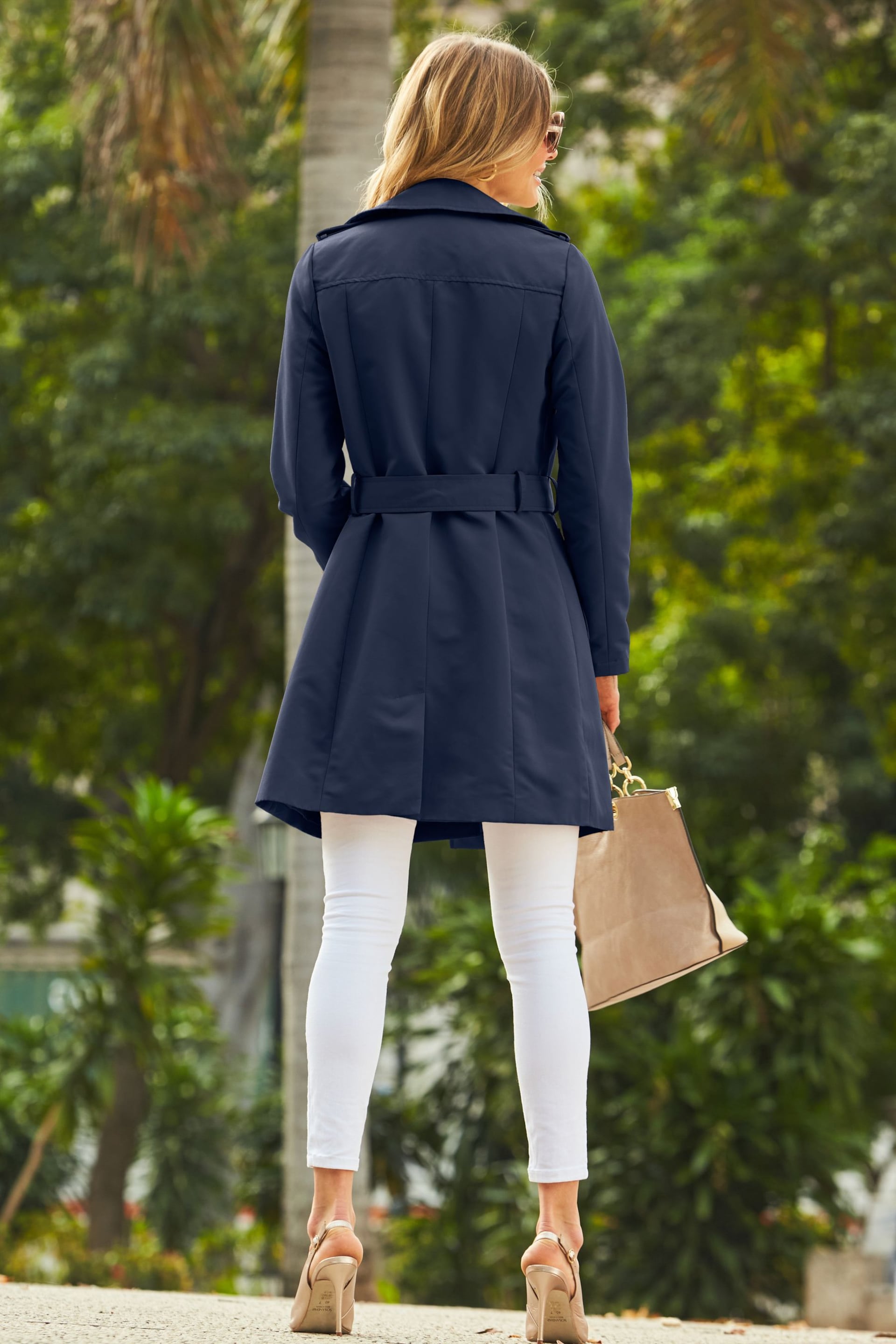 Sosandar Blue Denim Trench Coat - Image 5 of 5