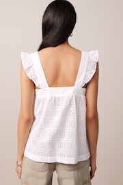 White Broderie Frill Sleeve Embroidered Cami Top - Image 3 of 6