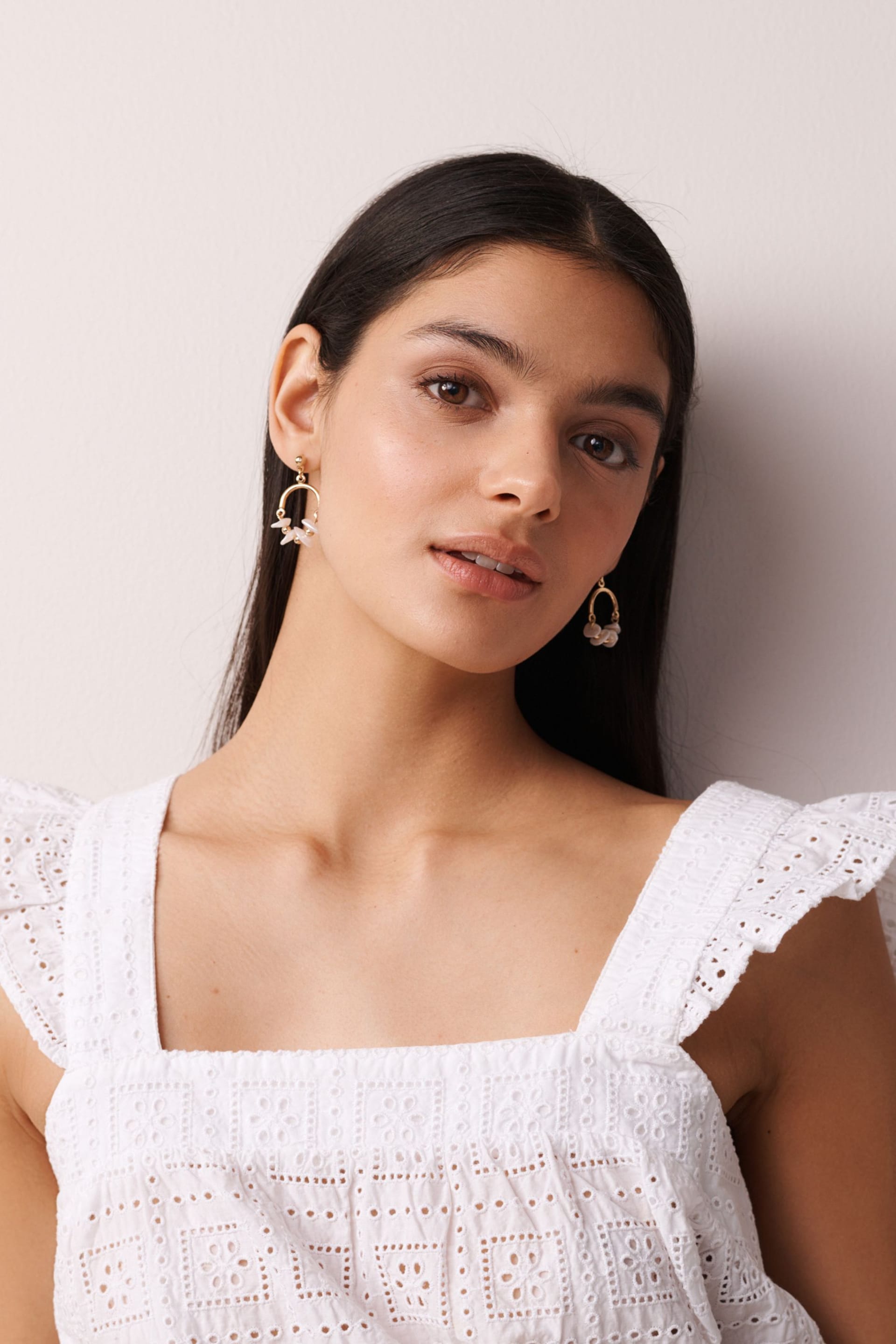 White Broderie Frill Sleeve Embroidered Cami Top - Image 4 of 6