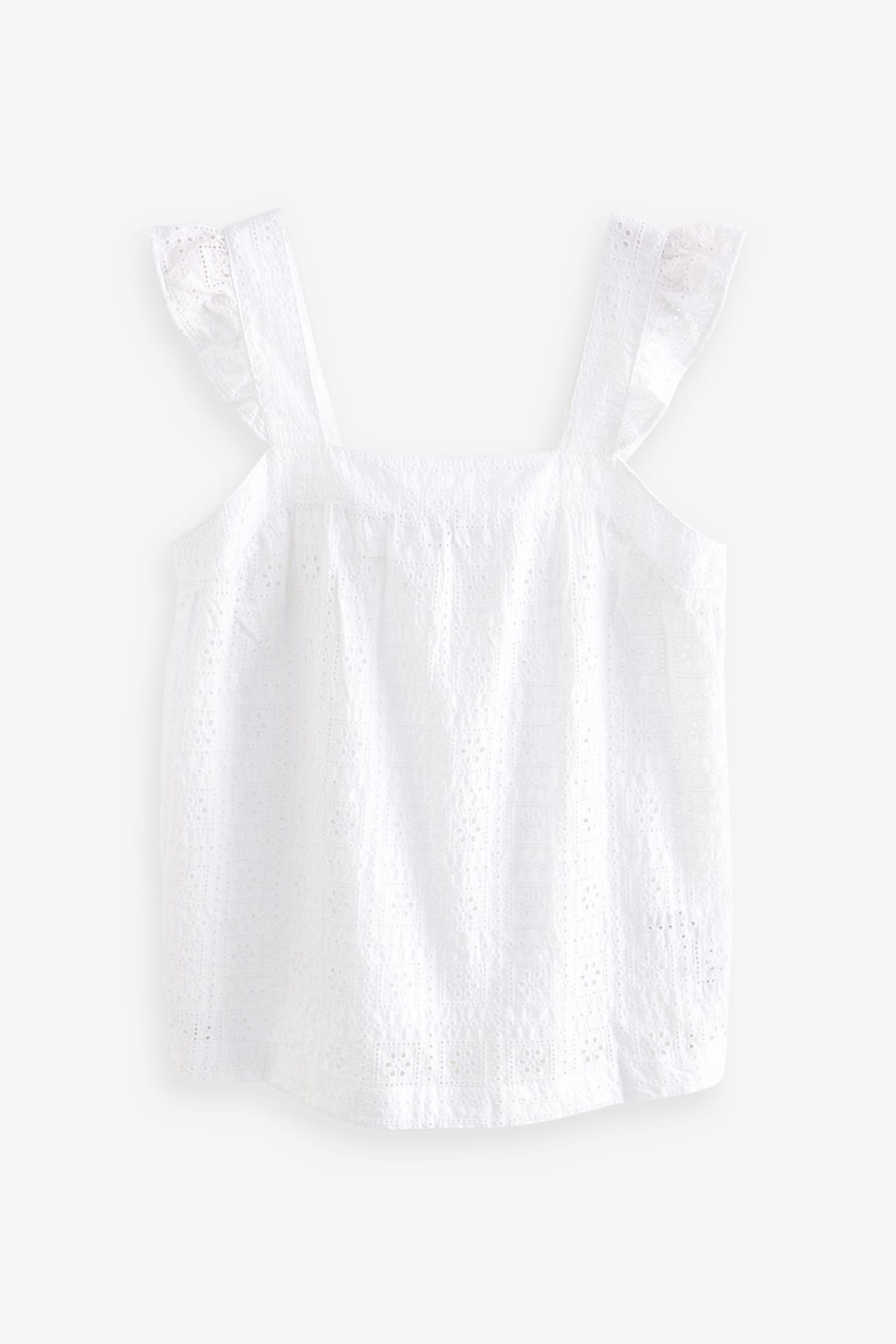 White Broderie Frill Sleeve Embroidered Cami Top - Image 5 of 6