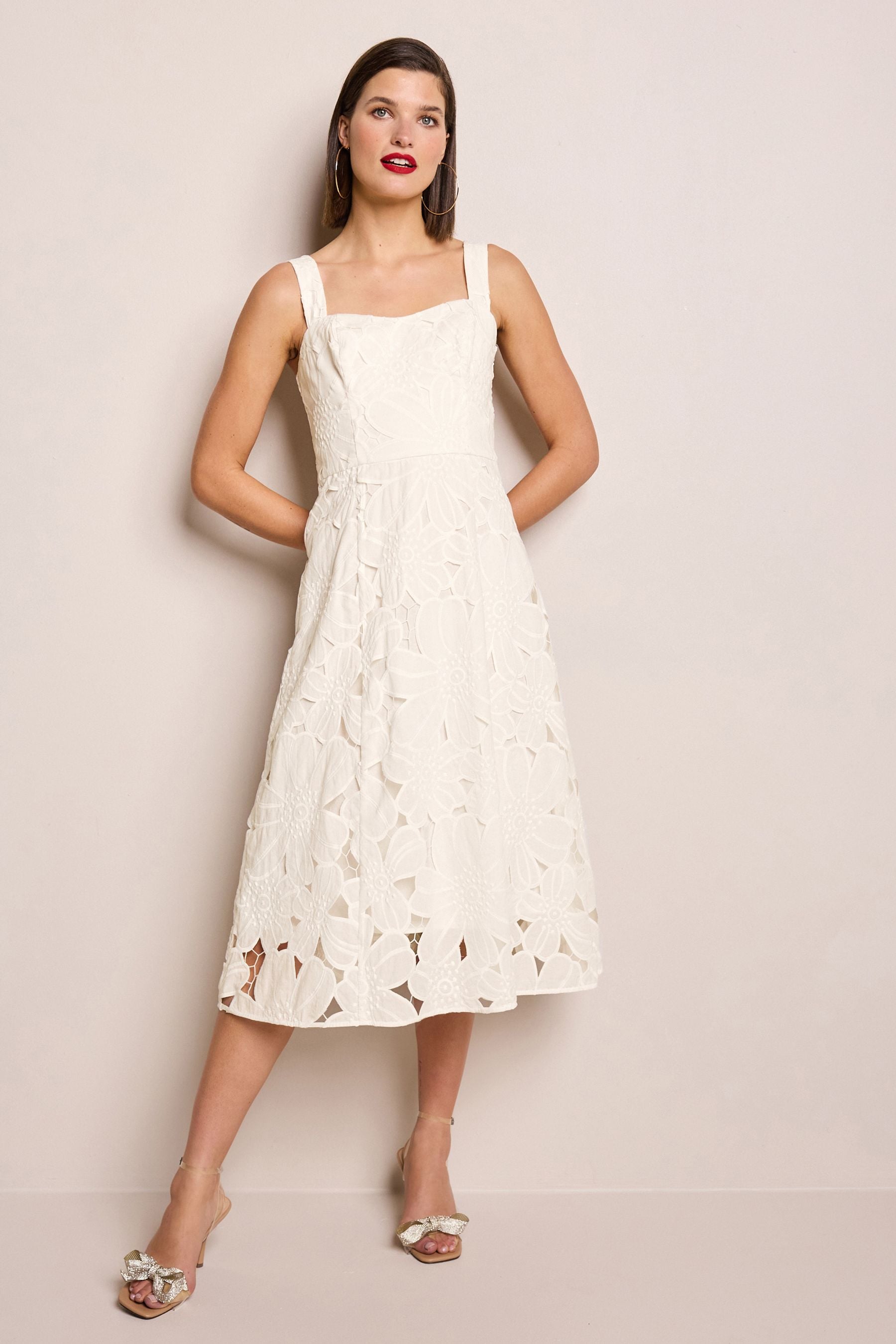 Floral white lace dress sale