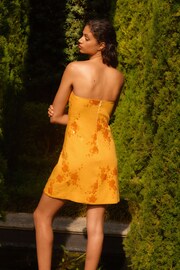 Orange Linen Blend Sequin Bandeau Mini Dress - Image 3 of 6