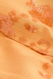 Orange Linen Blend Sequin Bandeau Mini Dress - Image 6 of 6