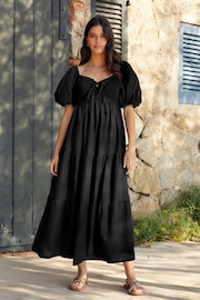 Black Puff Sleeve Maxi Dress - Image 1 of 6