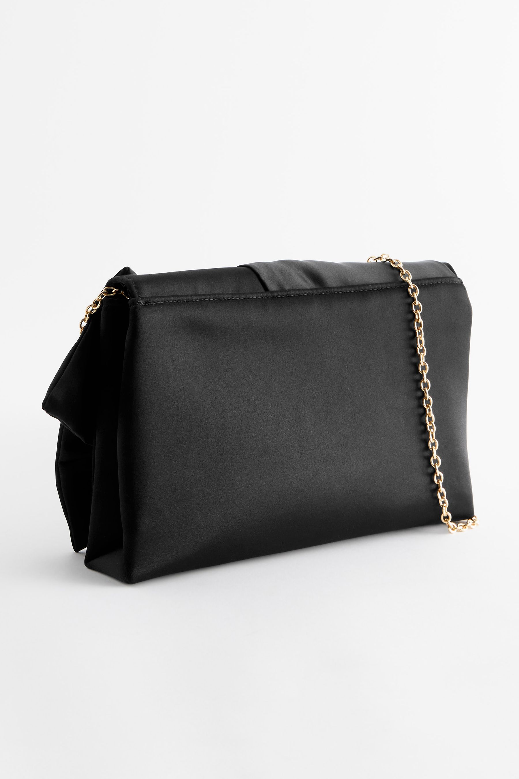 Buy Black Satin Bow Clutch Bag from Next Luxembourg
