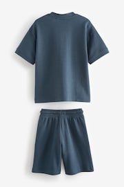 Navy Blue Relax Fit Heavyweight T-Shirt and Shorts Set (3-16yrs) - Image 2 of 3