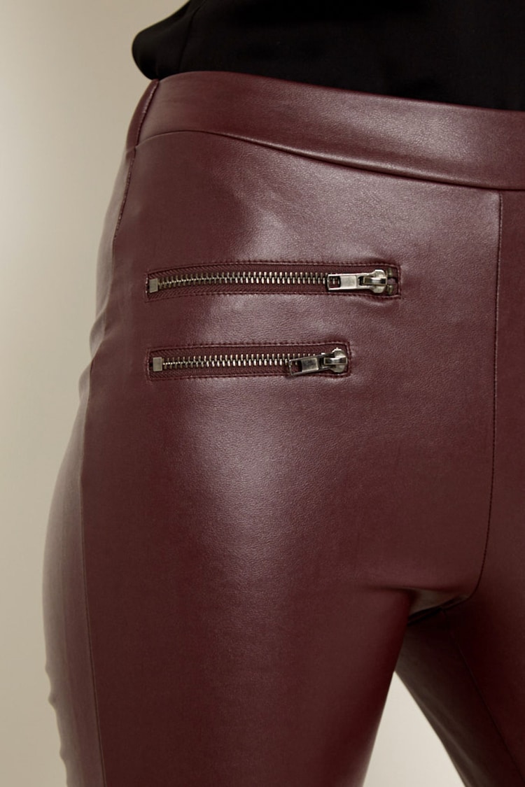 Sosandar Red/Blue Tall Leather Look Premium Leggings - Image 4 of 4