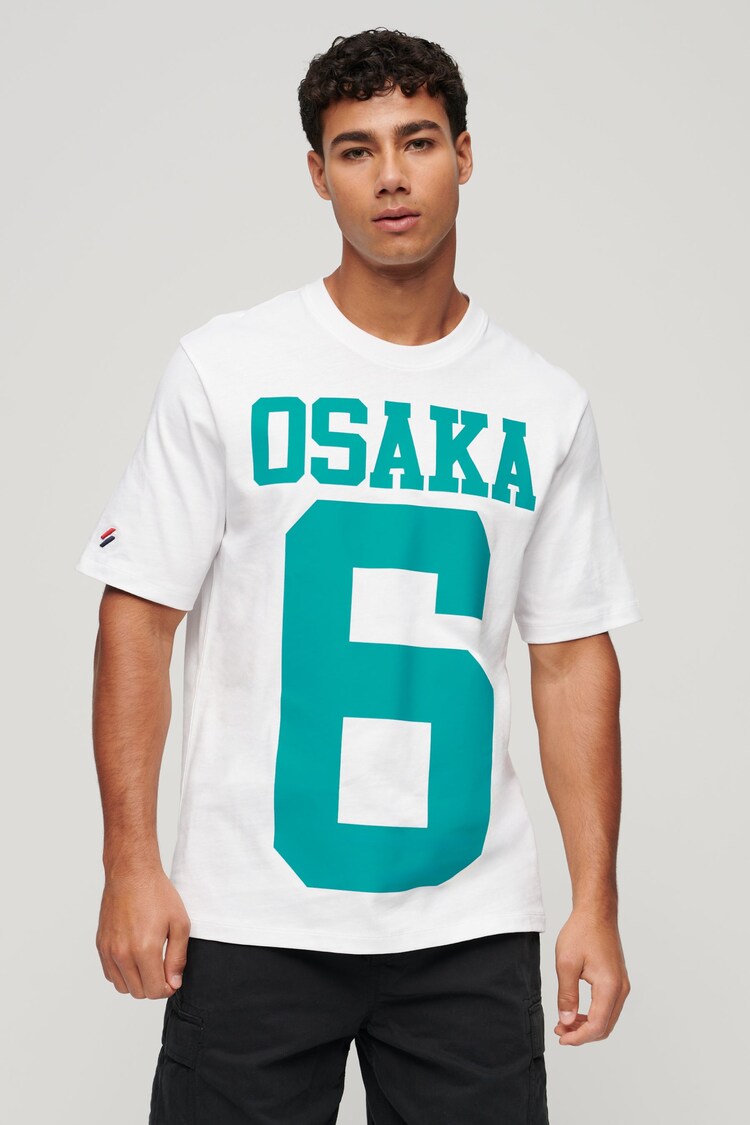 Superdry White 100% Cotton Osaka Logo Loose T-Shirt - Image 1 of 3