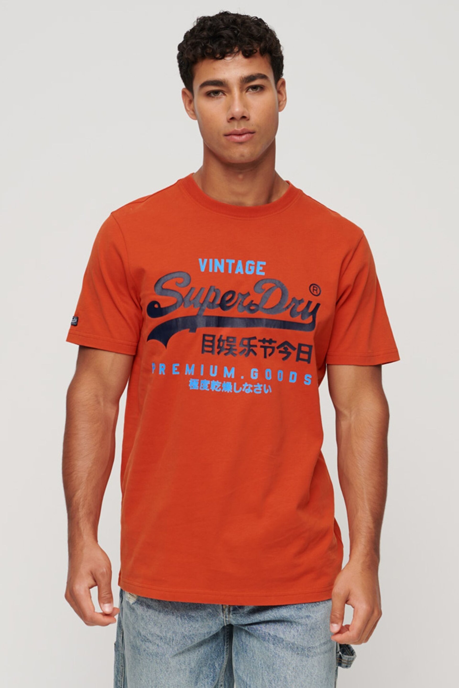 Superdry Orange Classic Vintage Logo Heritage T-Shirt - Image 1 of 5