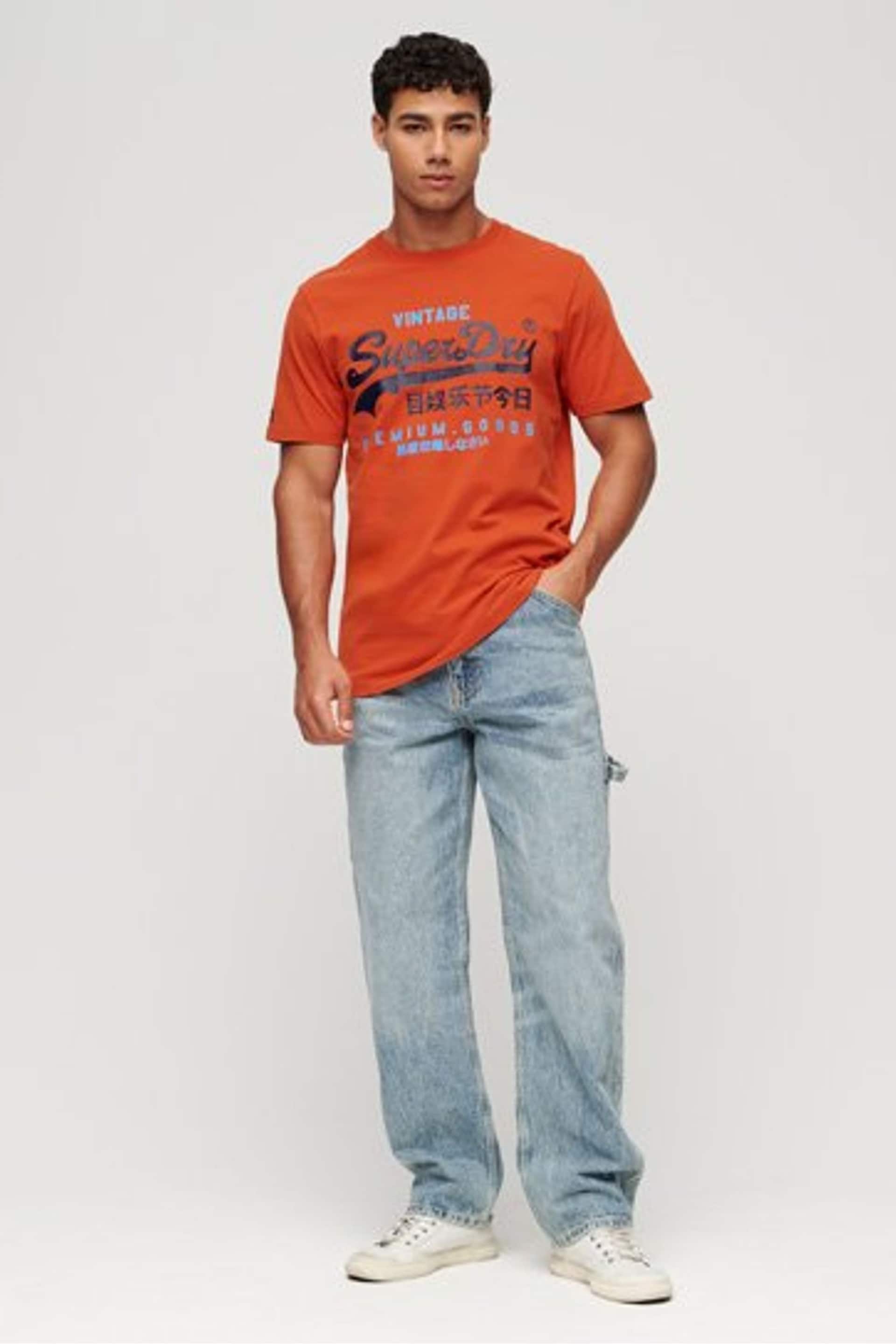 Superdry Orange Classic Vintage Logo Heritage T-Shirt - Image 2 of 5