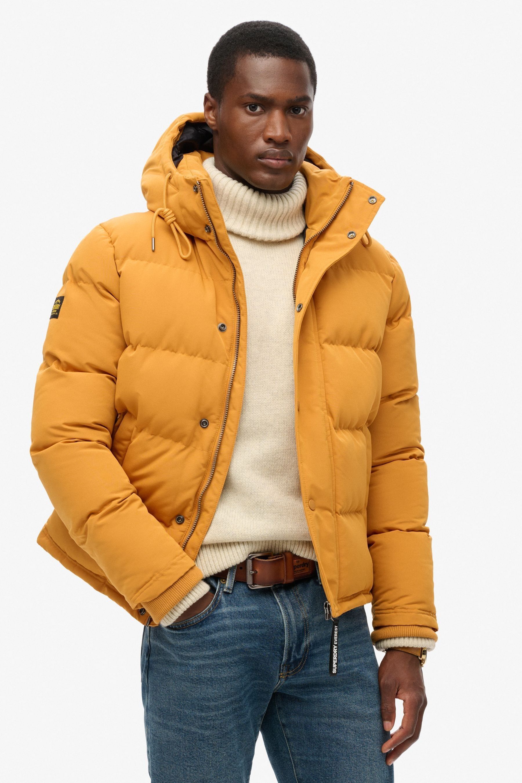 Superdry yellow puffer jacket top