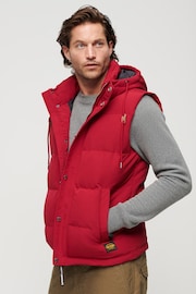 Superdry Red Hooded Everest Puffer Gilet - Image 1 of 5