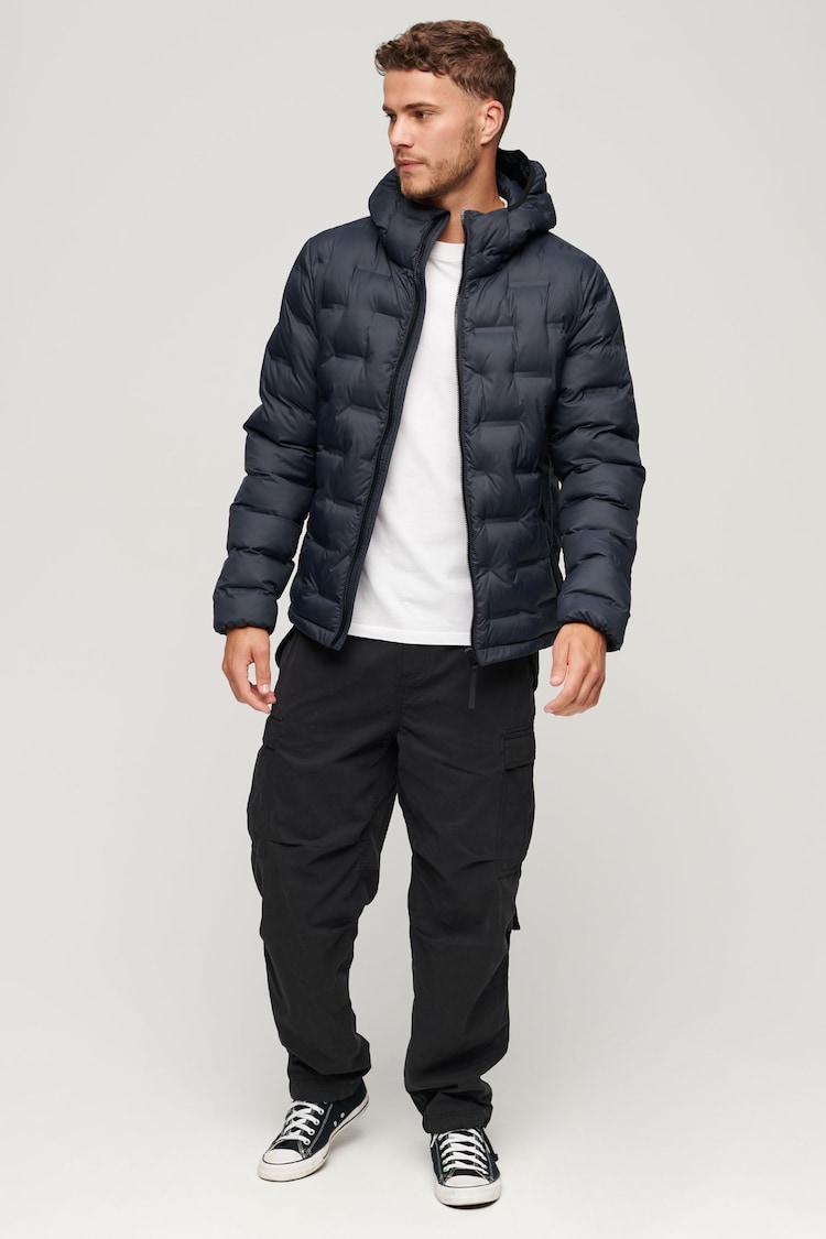 Superdry Blue Short Quilted Puffer Jacket - Image 3 of 3