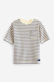 Ecru/Navy Stripe Relax Fit Textured T-Shirt (3-16yrs) - Image 2 of 4