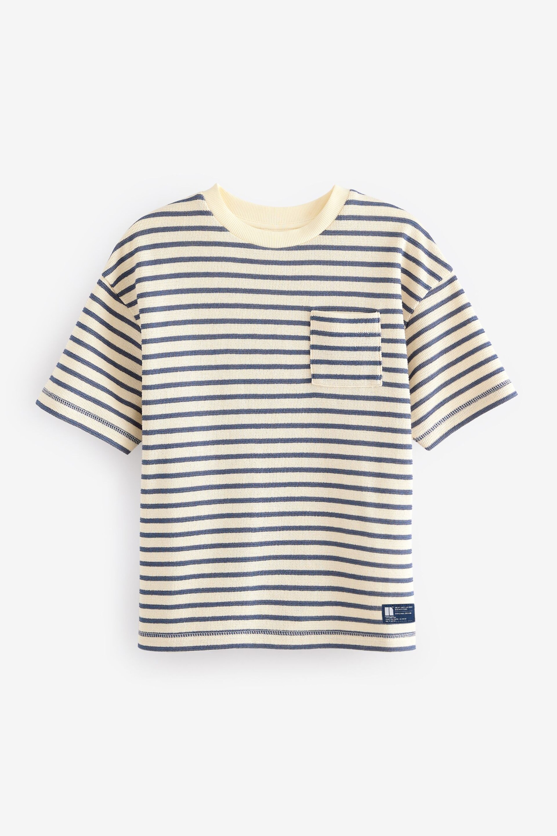 Ecru/Navy Stripe Relax Fit Textured T-Shirt (3-16yrs) - Image 2 of 4