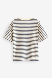 Ecru/Navy Stripe Relax Fit Textured T-Shirt (3-16yrs) - Image 3 of 4