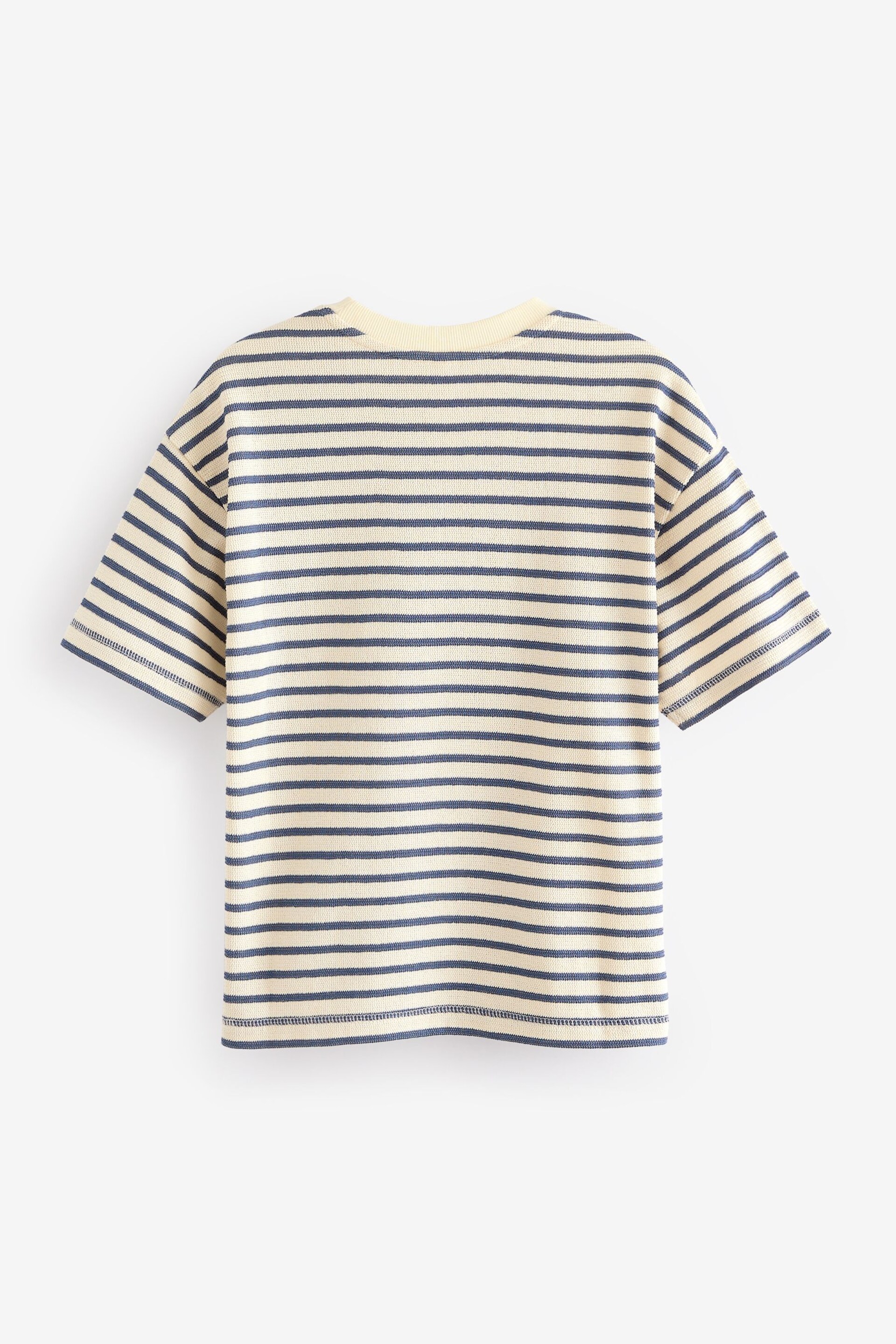 Ecru/Navy Stripe Relax Fit Textured T-Shirt (3-16yrs) - Image 3 of 4