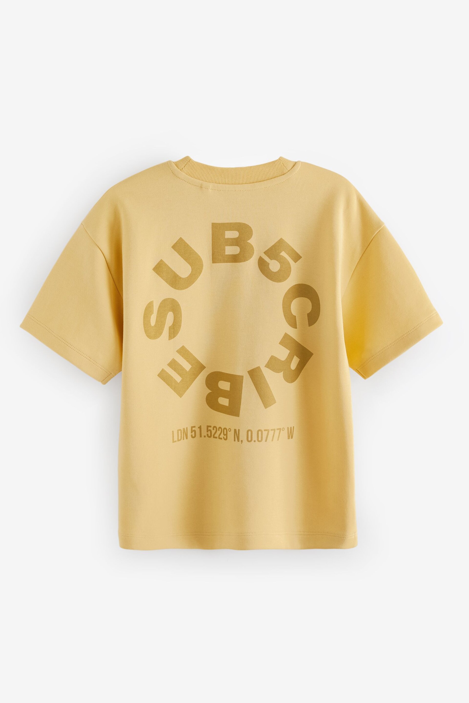 Yellow Buttermilk Subscribe BackPrint Relaxed Fit Heavyweight Short Sleeve T-Shirt (3-16yrs) - Image 5 of 6