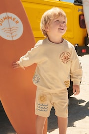 Stone Summer Jersey Crew Neck Sweatshirt and Short Set (3mths-7yrs) (3mths-7yrs) - Image 1 of 7