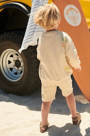 Stone Summer Jersey Crew Neck Sweatshirt and Short Set (3mths-7yrs) (3mths-7yrs) - Image 2 of 7