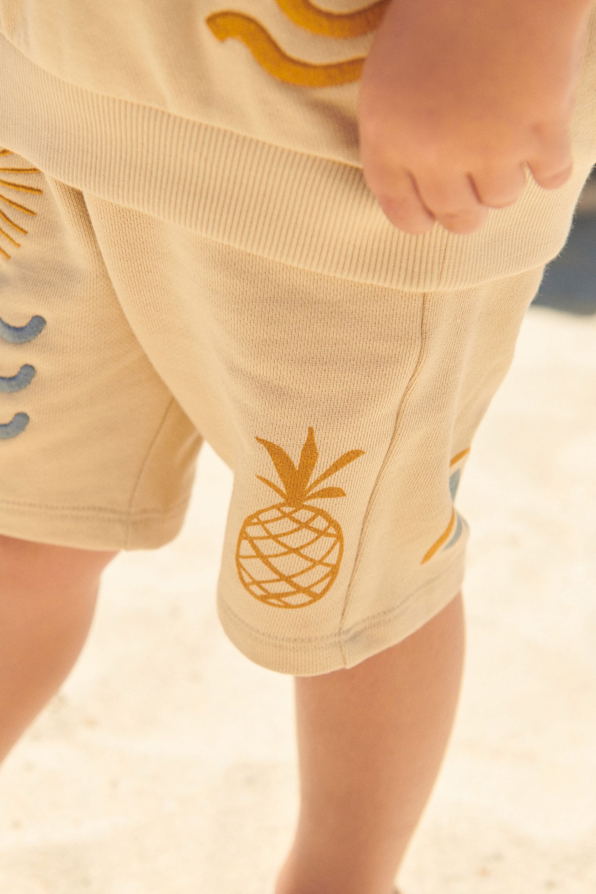 Stone Summer Jersey Crew Neck Sweatshirt and Short Set (3mths-7yrs) (3mths-7yrs) - Image 4 of 7