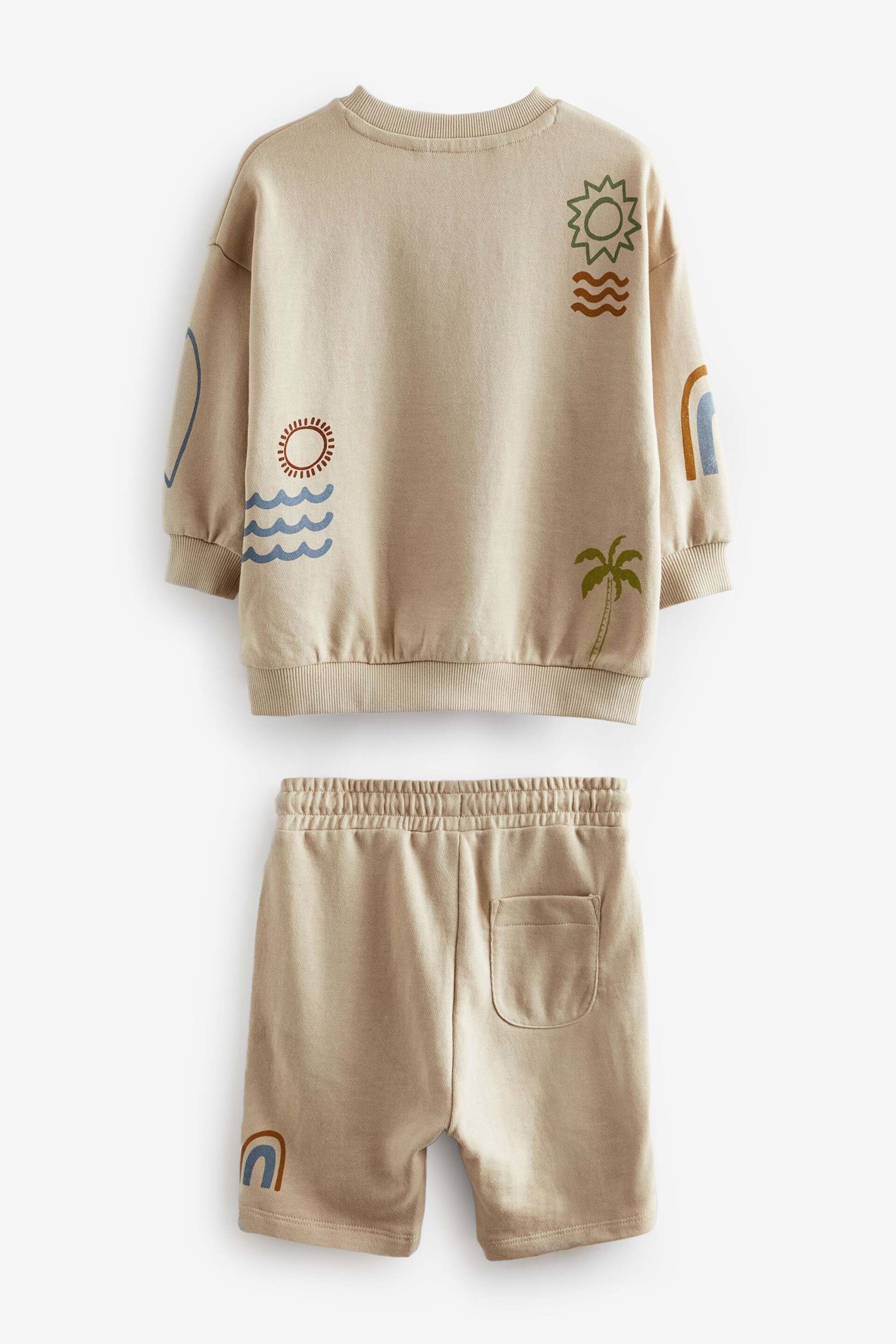 Stone Summer Jersey Crew Neck Sweatshirt and Short Set (3mths-7yrs) (3mths-7yrs) - Image 6 of 7