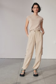 Natural Linen Blend Cargo Trousers - Image 2 of 7