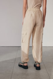 Natural Linen Blend Cargo Trousers - Image 4 of 7