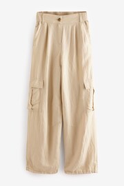 Natural Linen Blend Cargo Trousers - Image 6 of 7