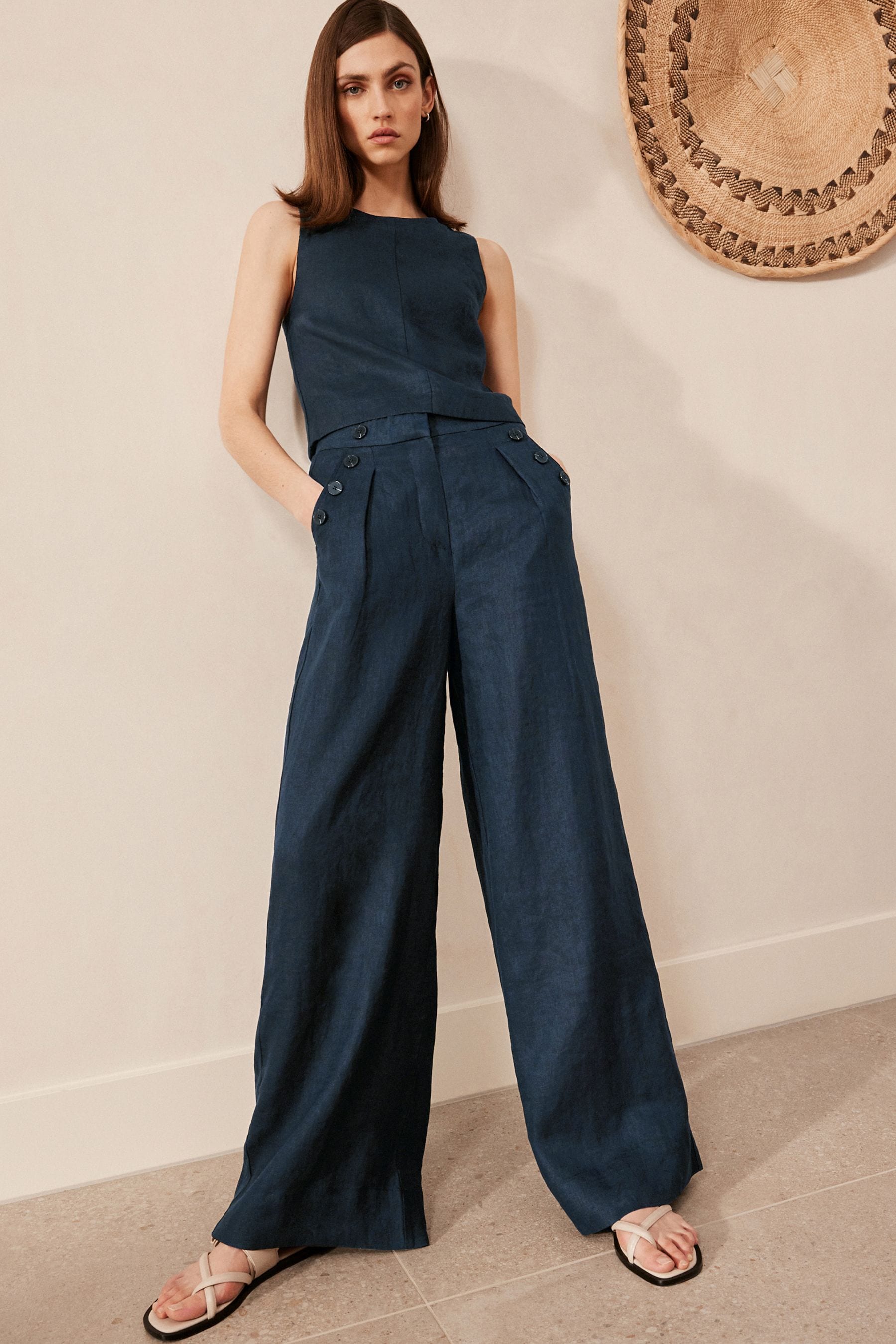 Next womens trousers navy shop