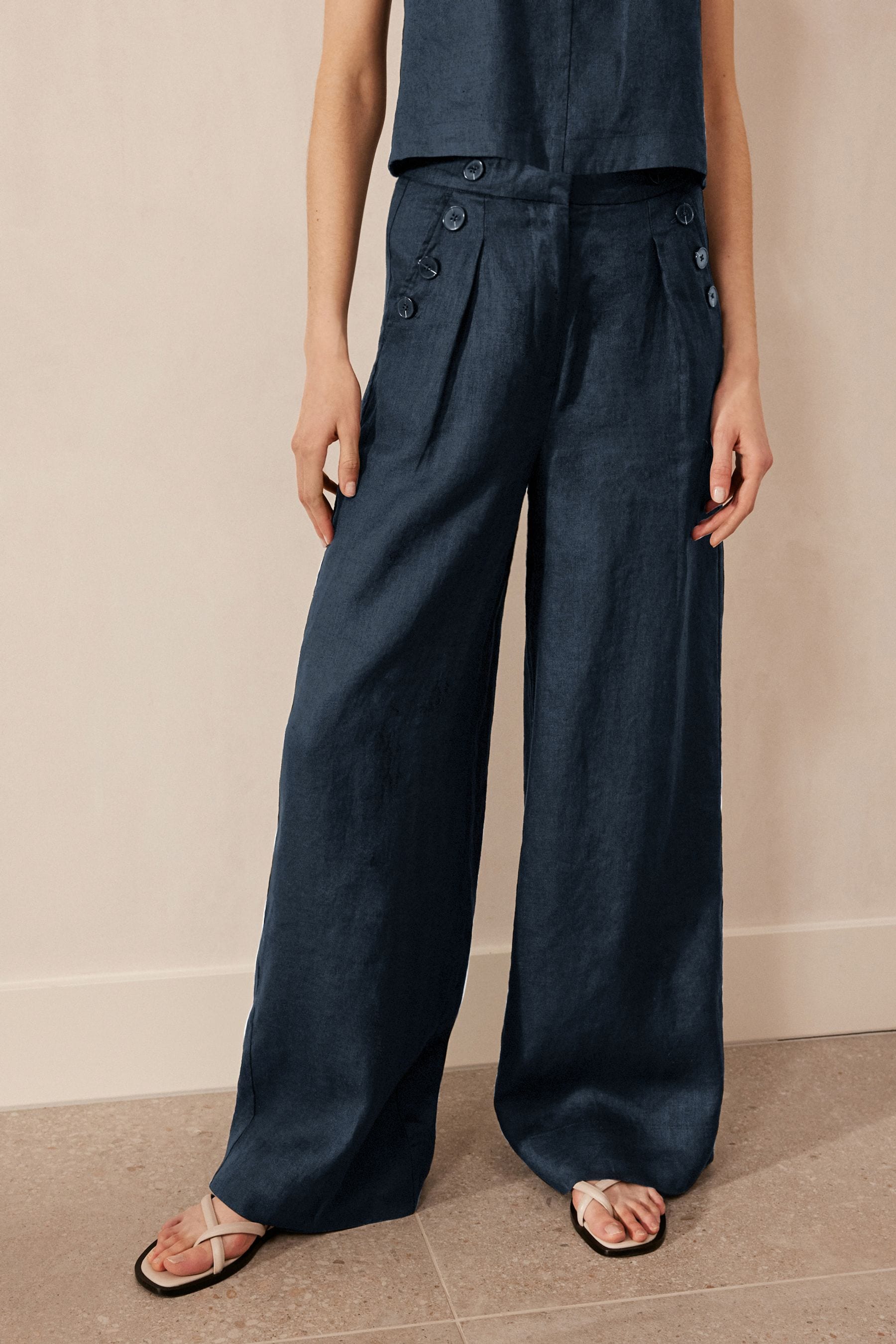 Next navy linen trousers shop