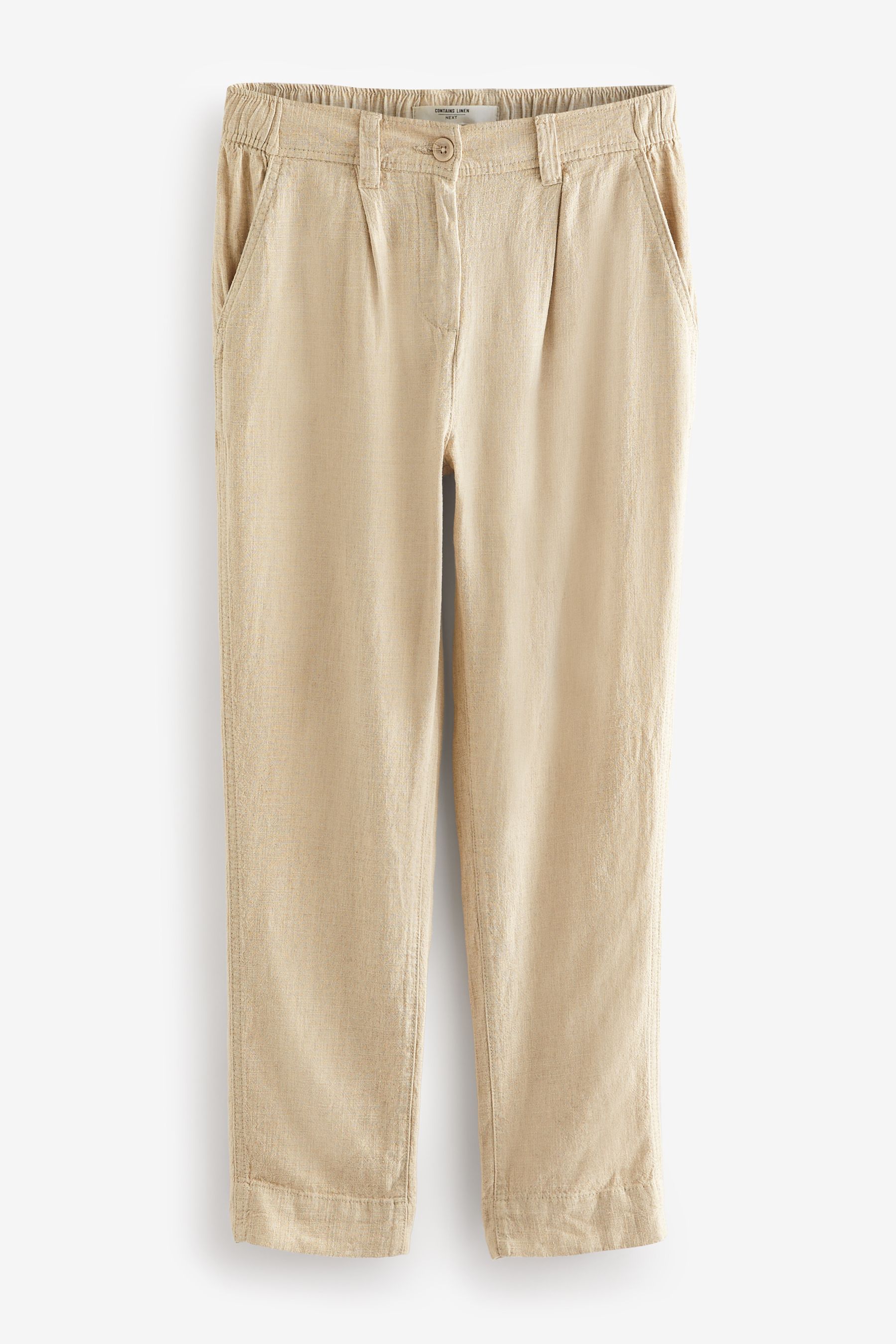 Buy Natural Linen Blend Taper Trousers from Next Canada