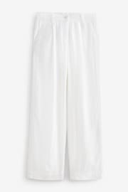 White Linen Blend Wide Leg Trousers - Image 5 of 6