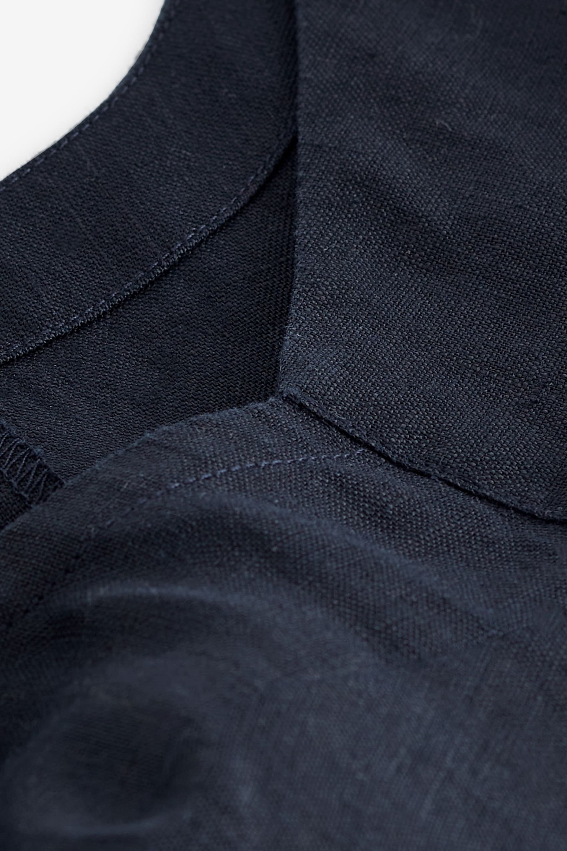 Navy Blue Premium 100% Linen Wrap Top - Image 5 of 5