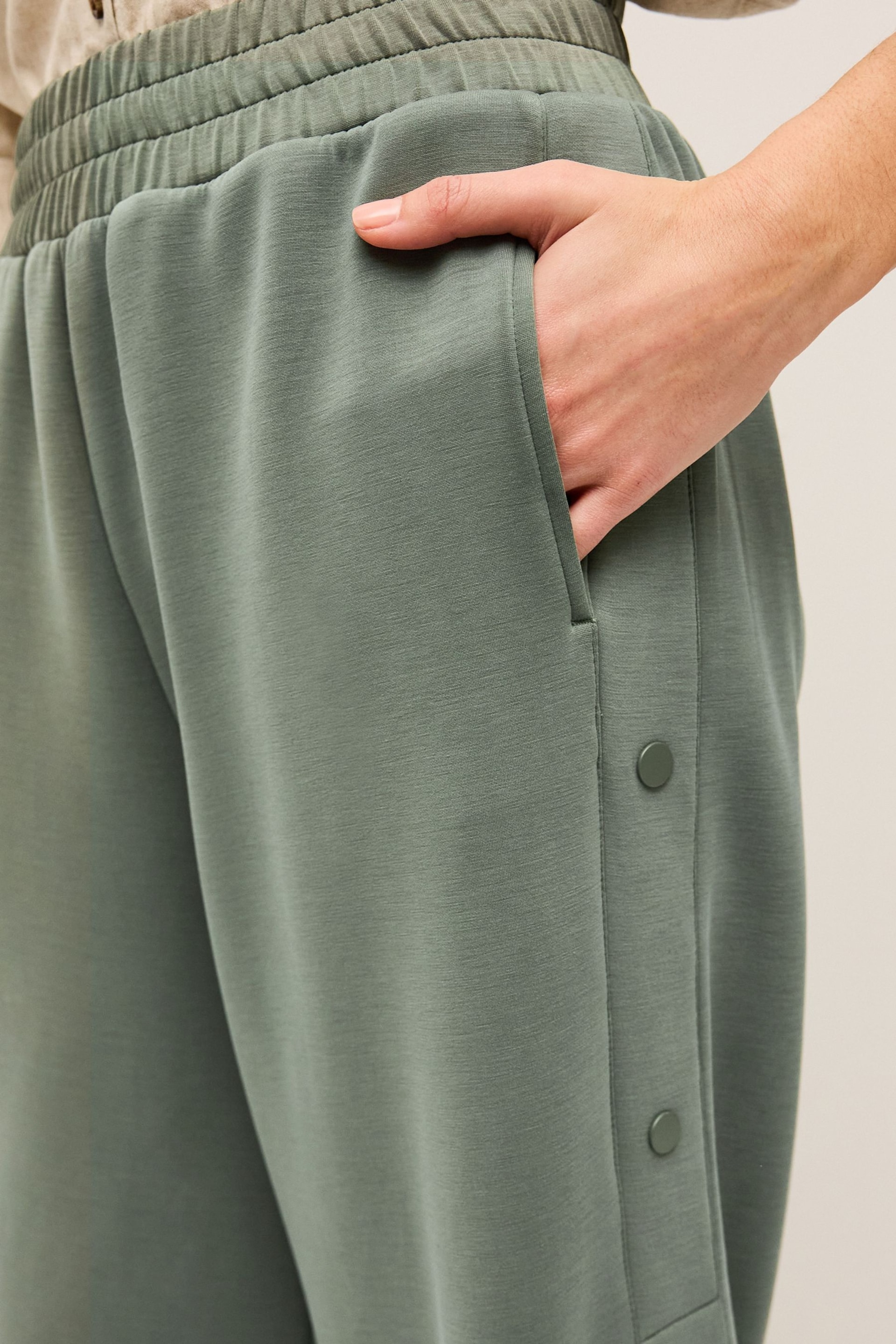 Khaki Green Soft Jersey Popper Side Trousers - Image 4 of 6