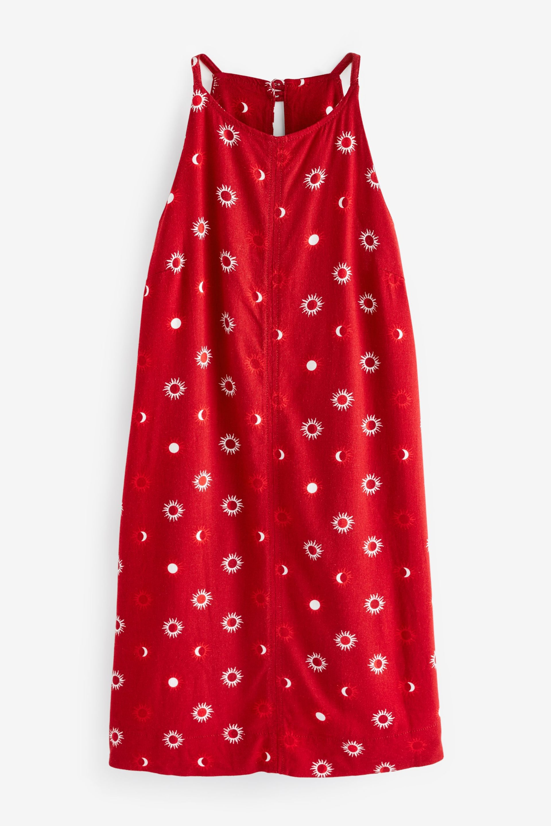 Red Linen Blend High Neck Mini Dress - Image 5 of 6