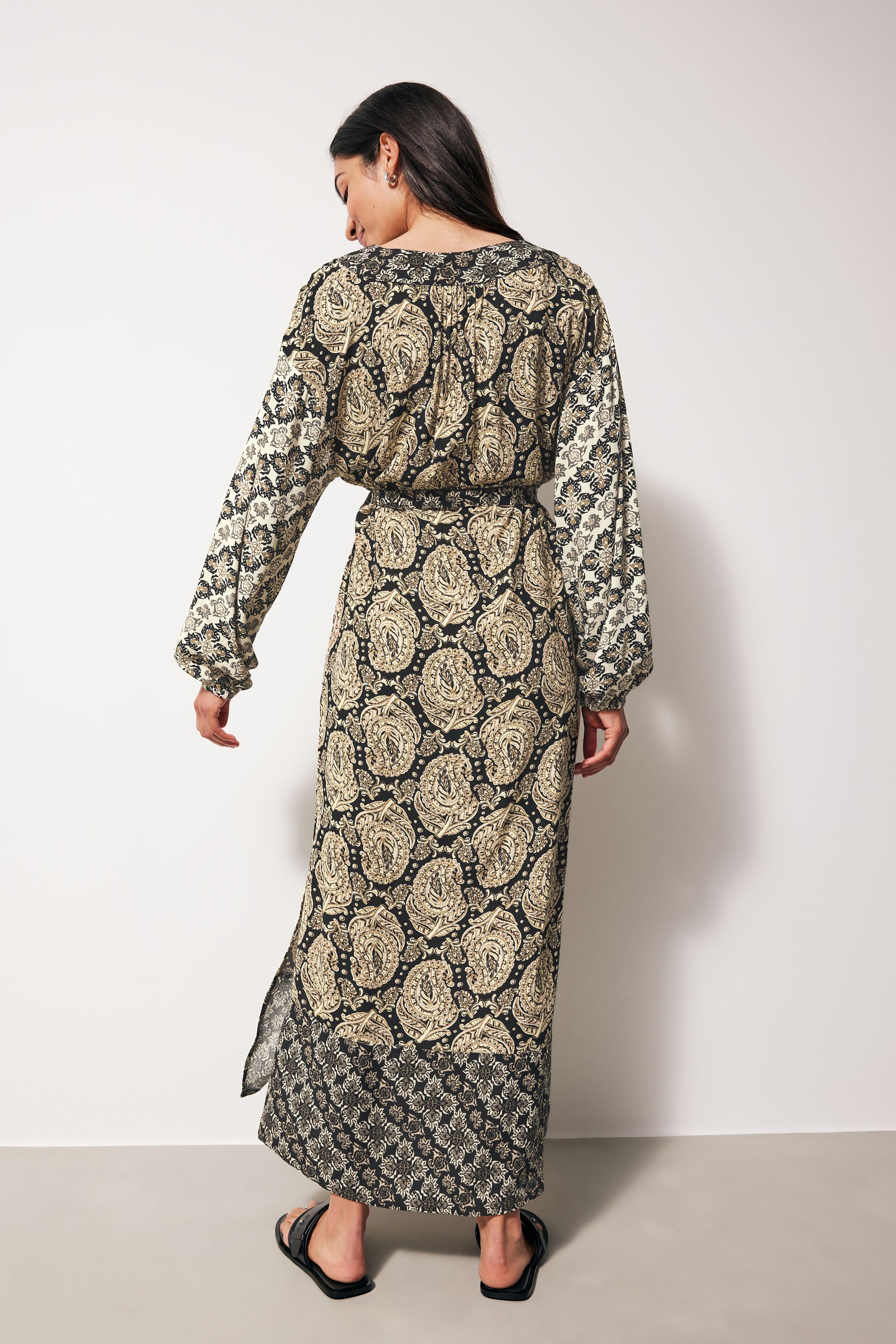 Buy Black Cream Summer Maxi Kaftan Dress from Next Luxembourg