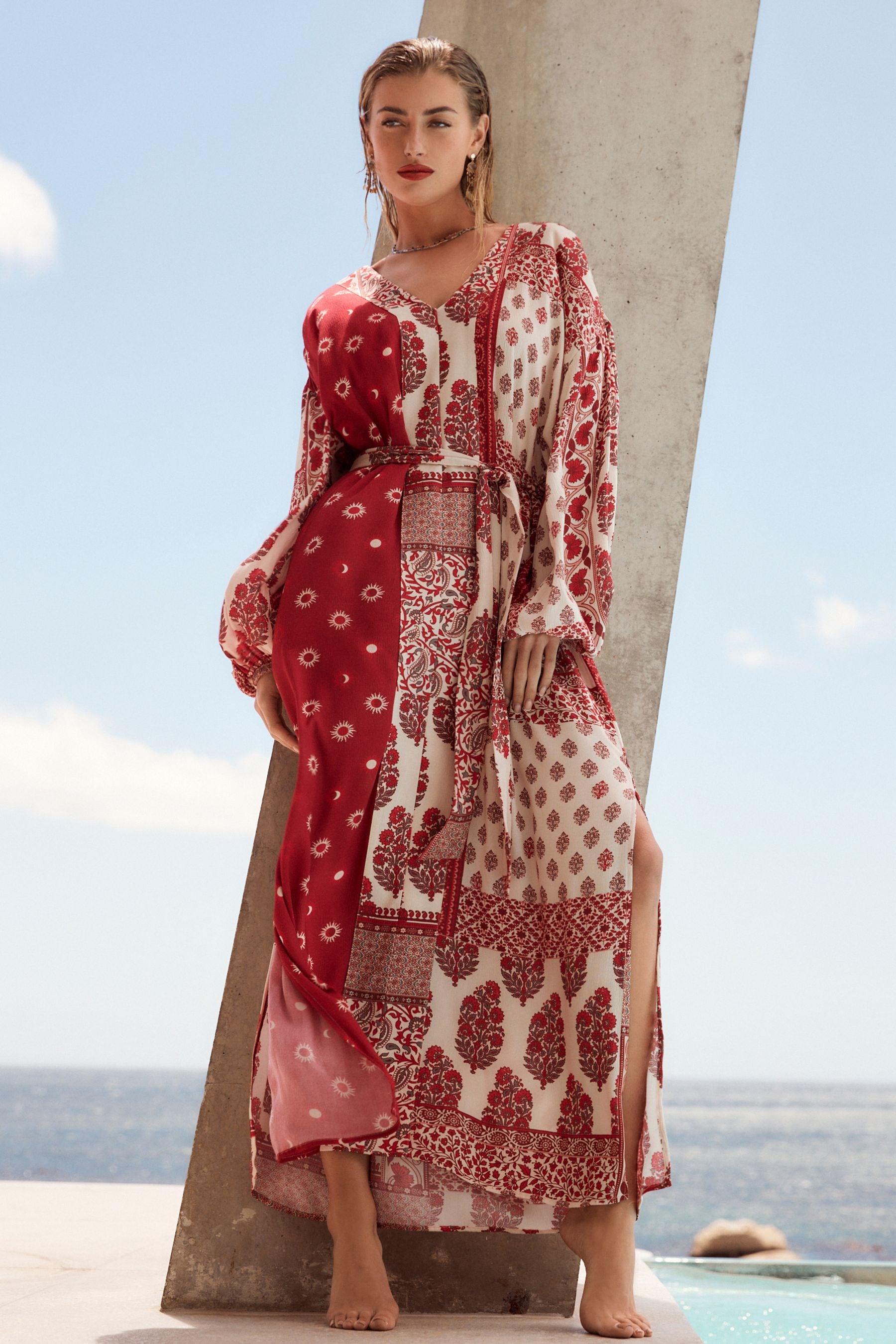 Buy Red Summer Maxi Kaftan Dress from Next Luxembourg