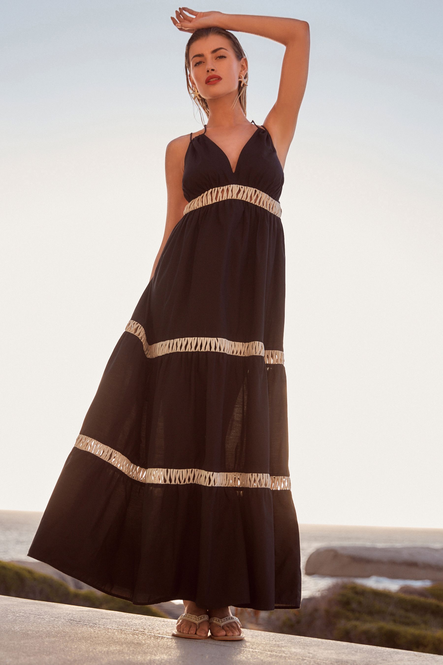 Buy Black Summer Tiered Dress from Next Austria