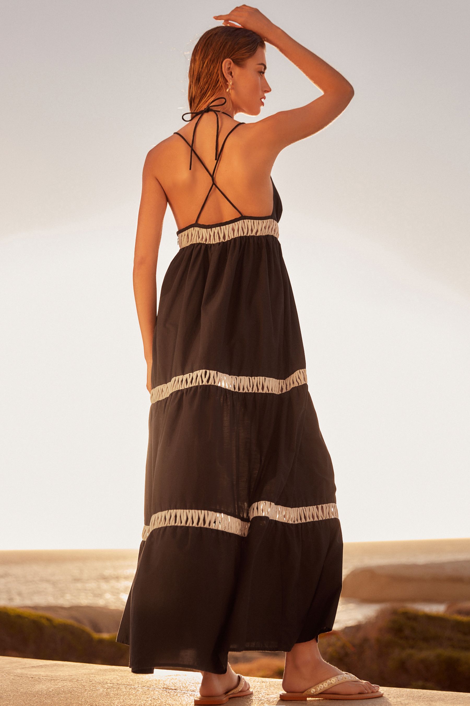 Buy Black Summer Tiered Dress from Next Austria