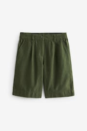 Khaki Green Linen Blend Knee Length Shorts - Image 4 of 5