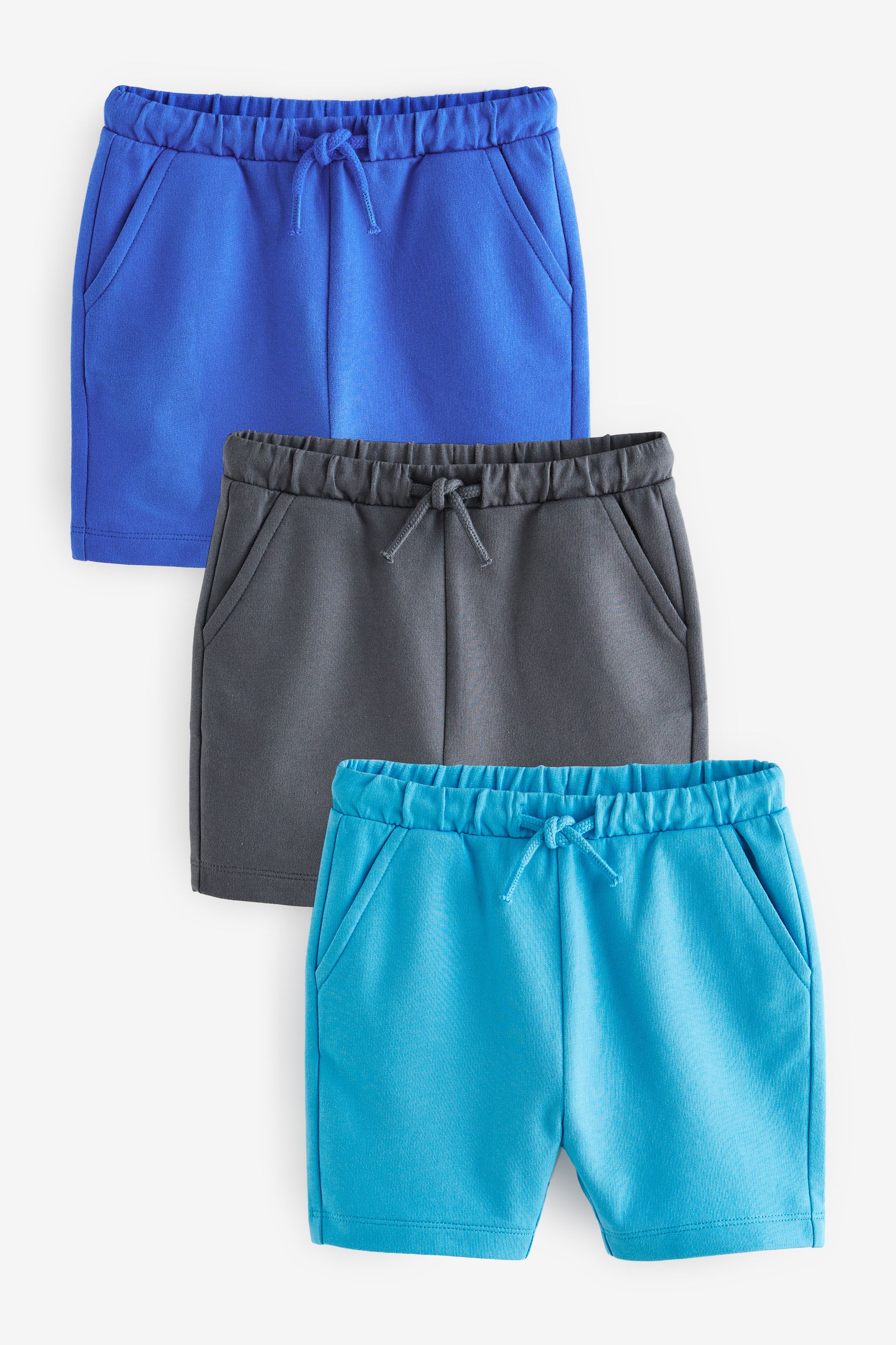 Blue Teal Mineral 100 Cotton Jersey Shorts 3 Pack 3mths 7yrs