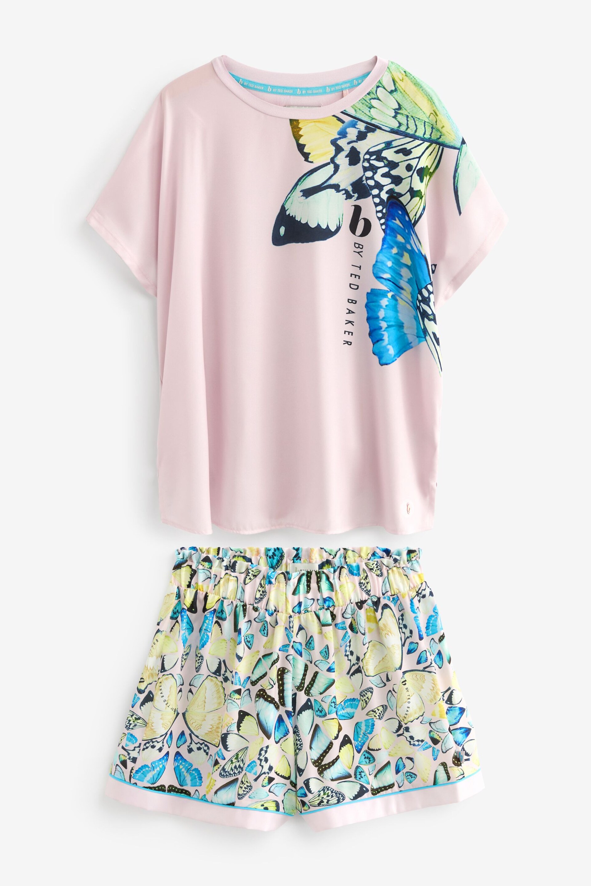 B by Ted Baker Putty Jersey Satin Mix Pyjama Shorts Set - Image 11 of 15