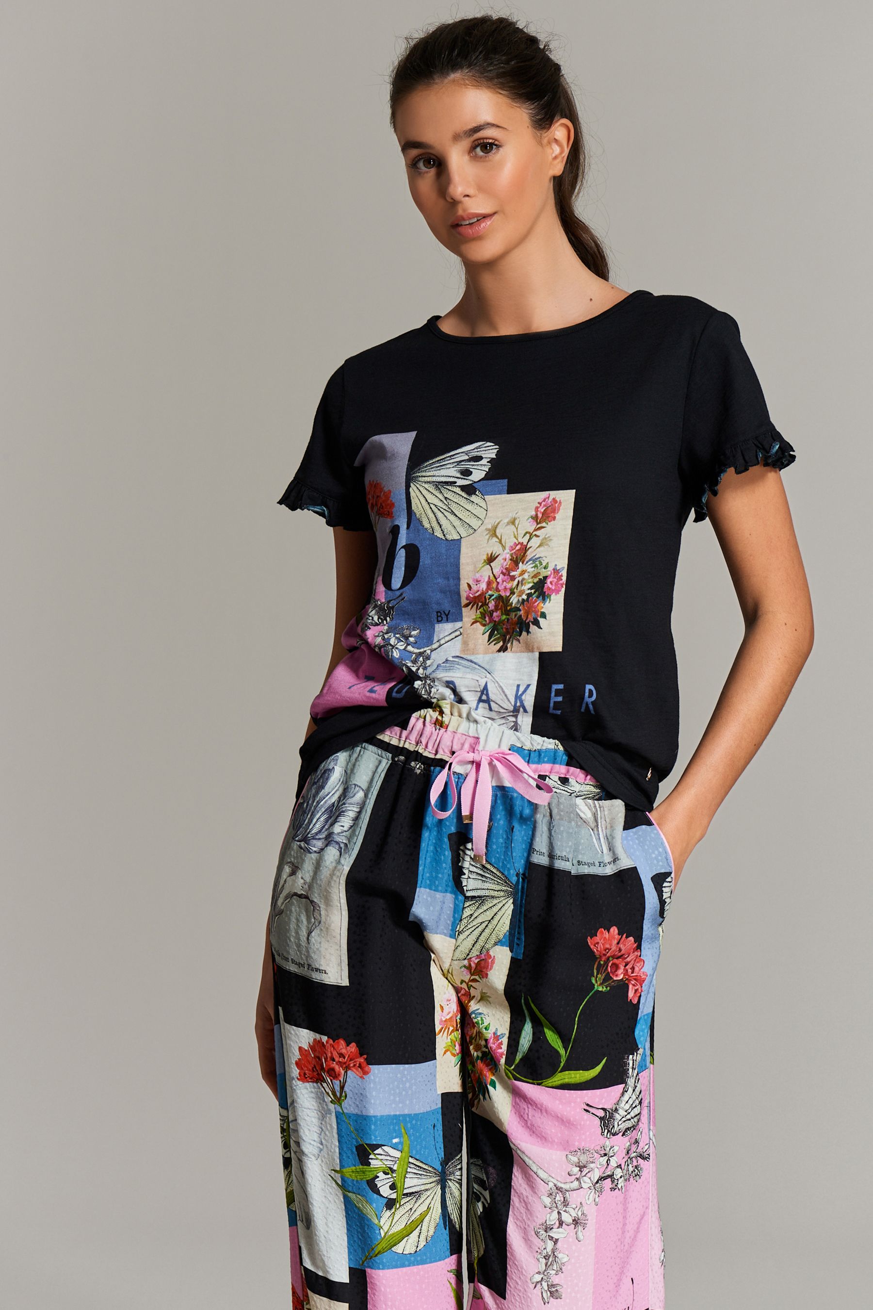B by Ted Baker Jersey Viscose Black 100 Cotton Pyjama Set