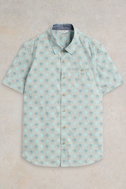 White Stuff Blue Daisy Tile Printed Short Sleeve Shirt - Image 5 of 7