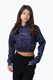 Hype. Kids Mono Leopard Crop Black Hoodie - Image 1 of 7