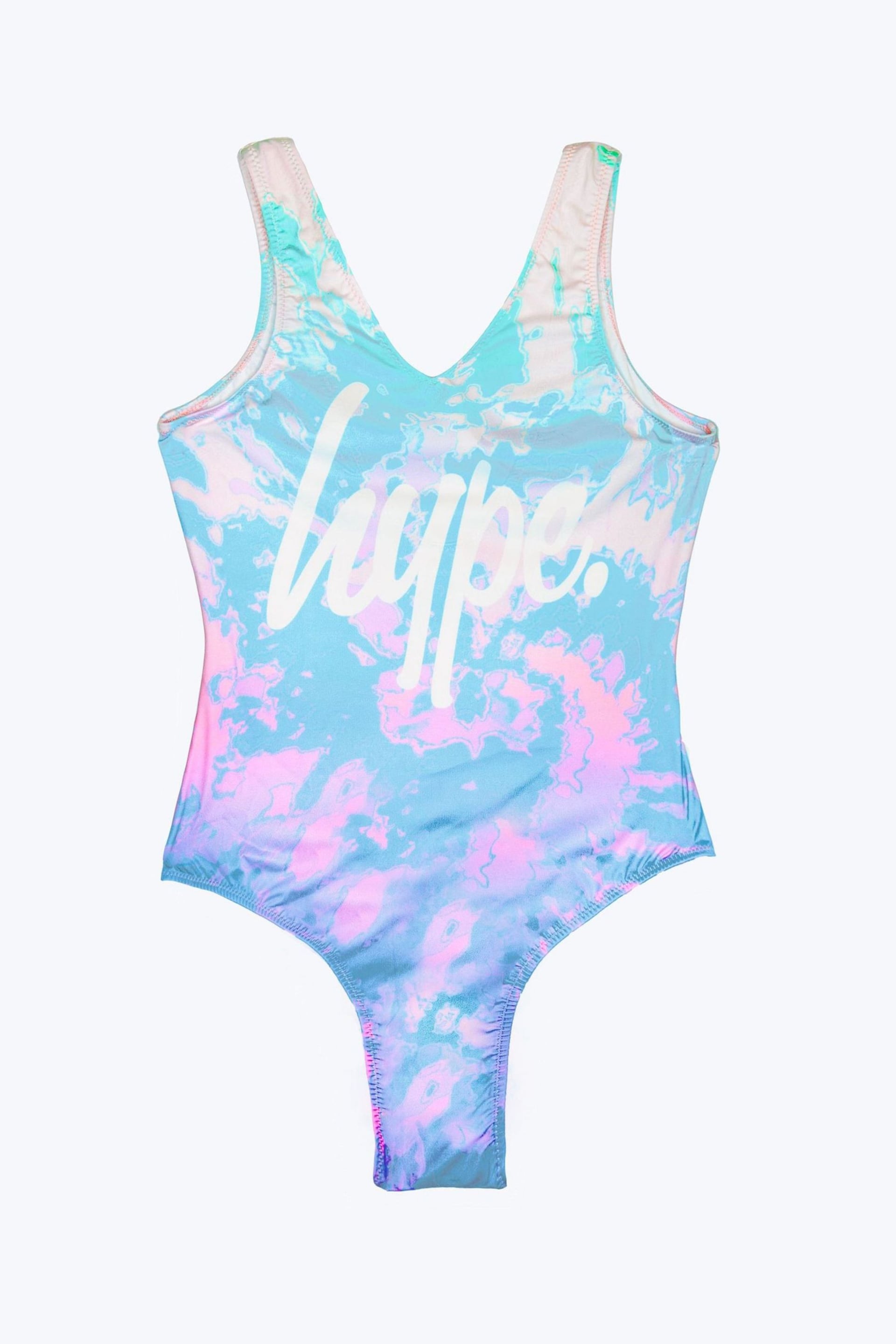 Hype. Girls Pink Multi Pastel Tie Dye Swimsuit - Image 1 of 3