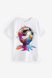 White Drippy Football Short Sleeve Graphic T-Shirt (3-16yrs) - Image 1 of 3